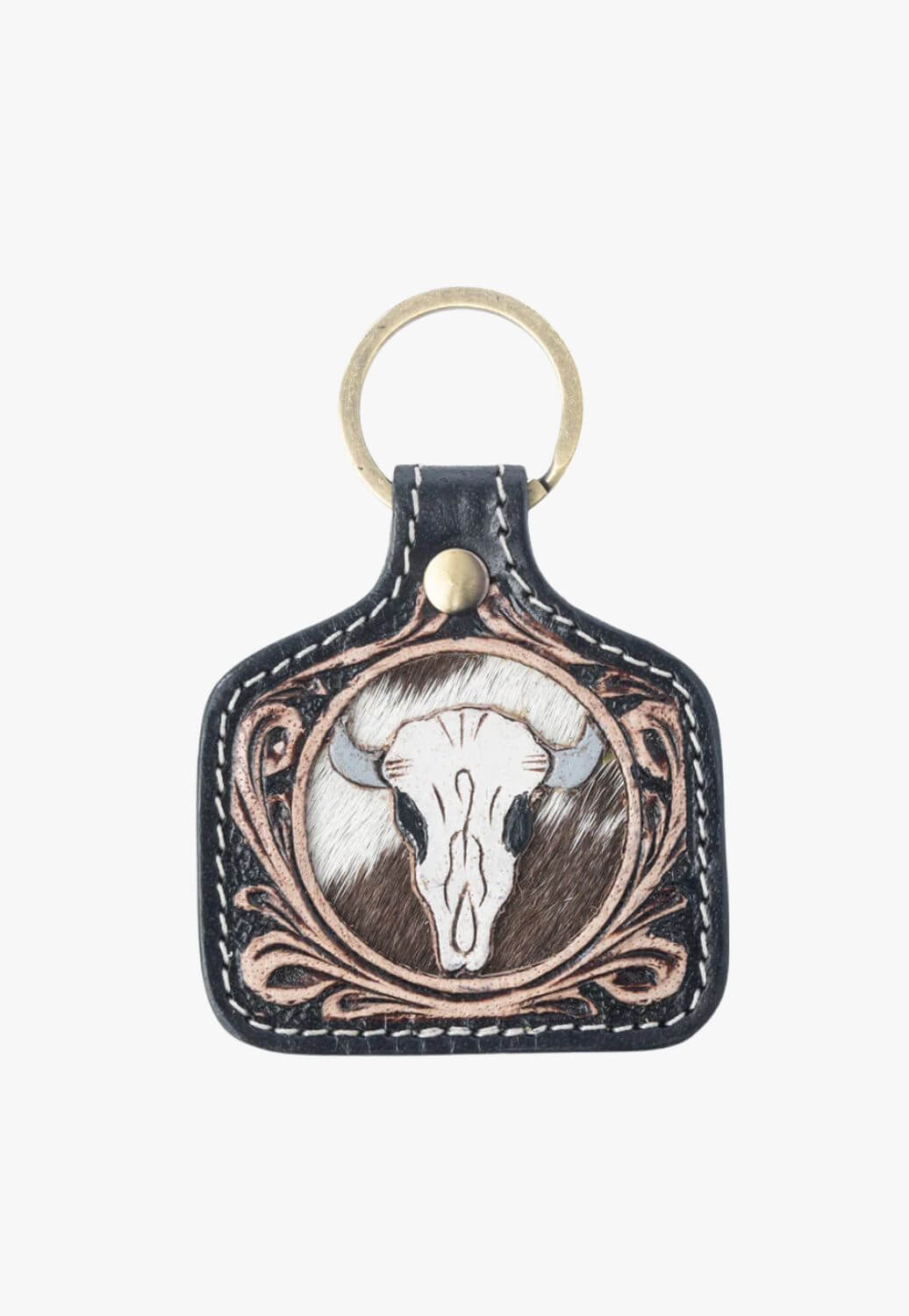 Myra Desert Daisy Handtooled Leather Key Fob