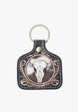 Myra Desert Daisy Handtooled Leather Key Fob