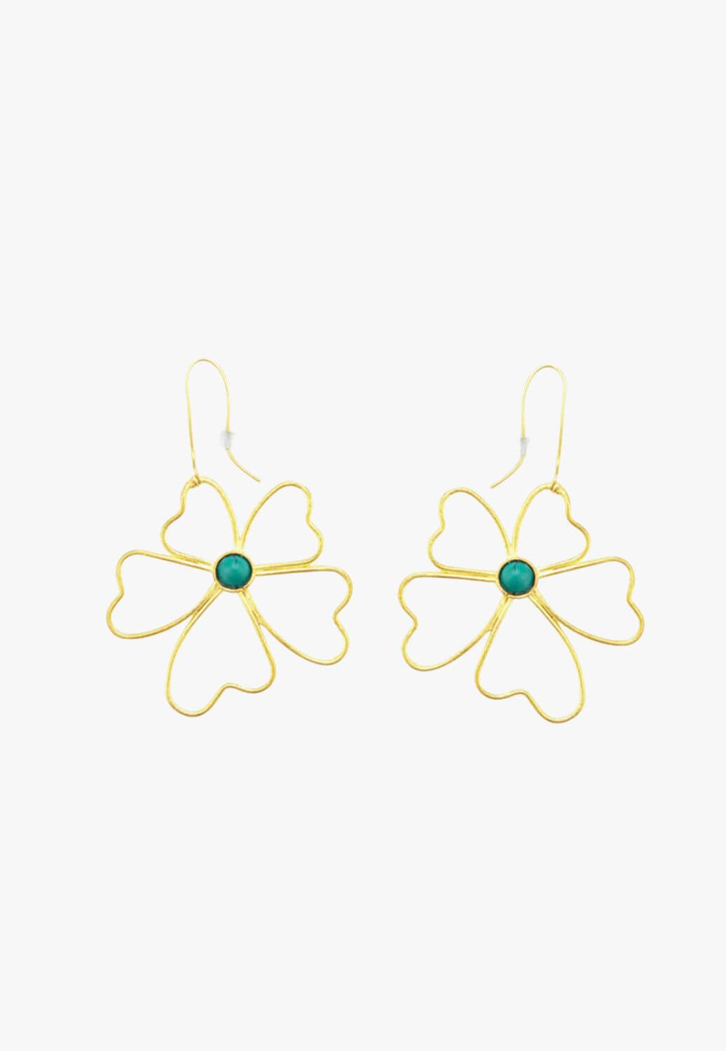 Myra Peony Petals Flower Gold Toned Earrings