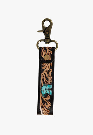 Myra Canyon Feather Hand-Tooled Key Fob