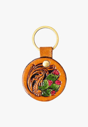 Myra Four Blooms Hand-tooled Key Fob