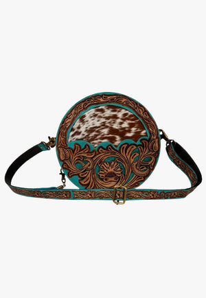 Myra Desert Rain Hand-tooled Round Bag