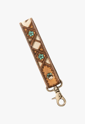 Myra Moonflower Handtooled Leather Keyfob