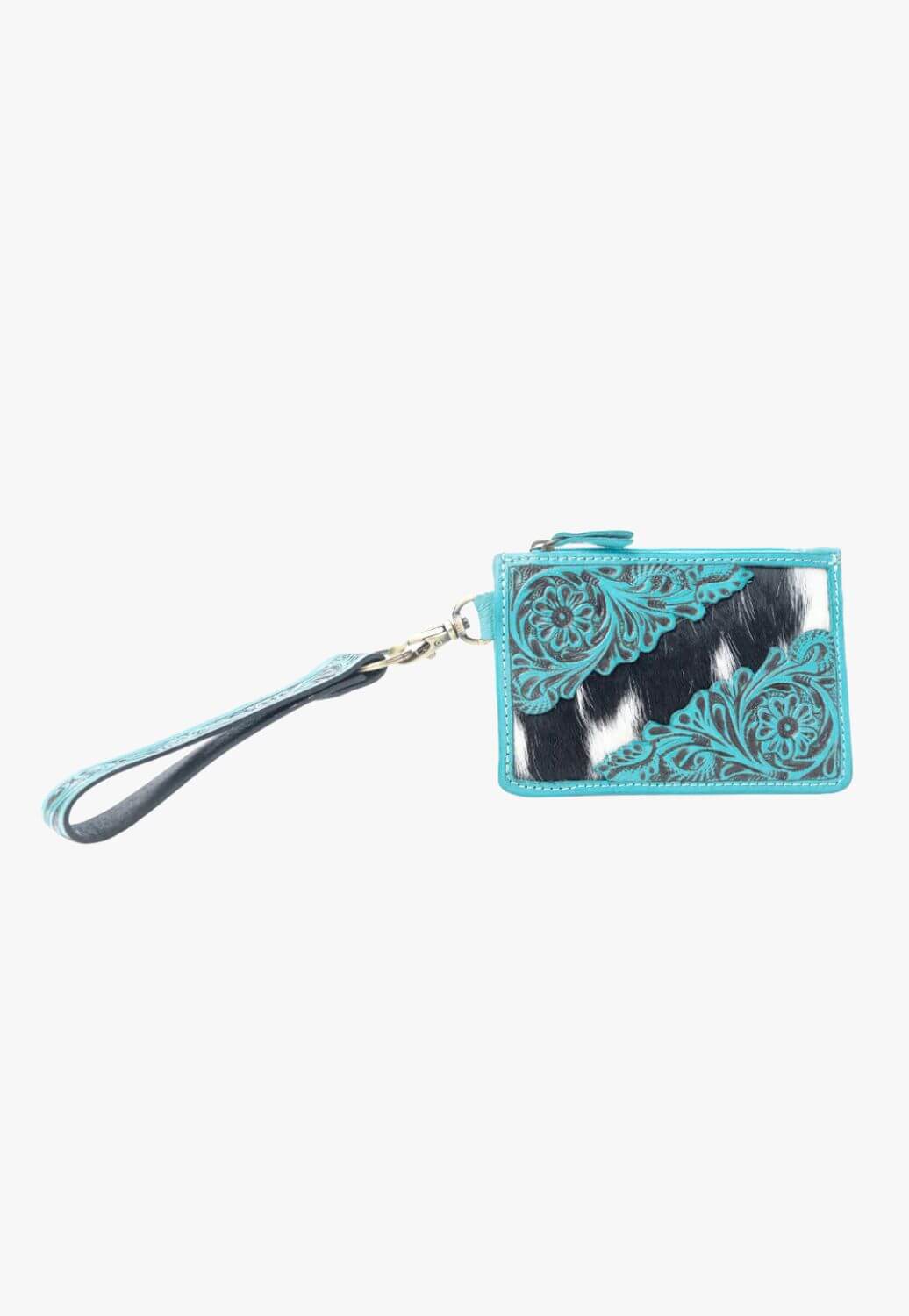 Myra Sage River Handtooled Hairon Leather Card Holder