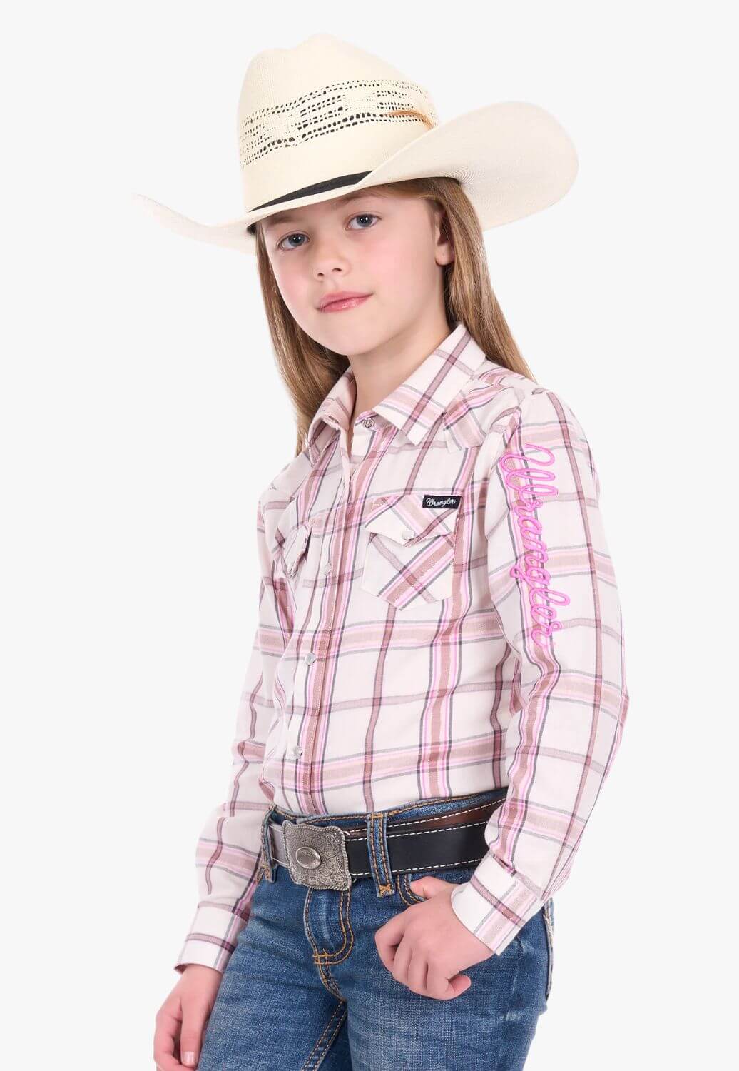 Wrangler Girls Henley Logo Long Sleeve Shirt