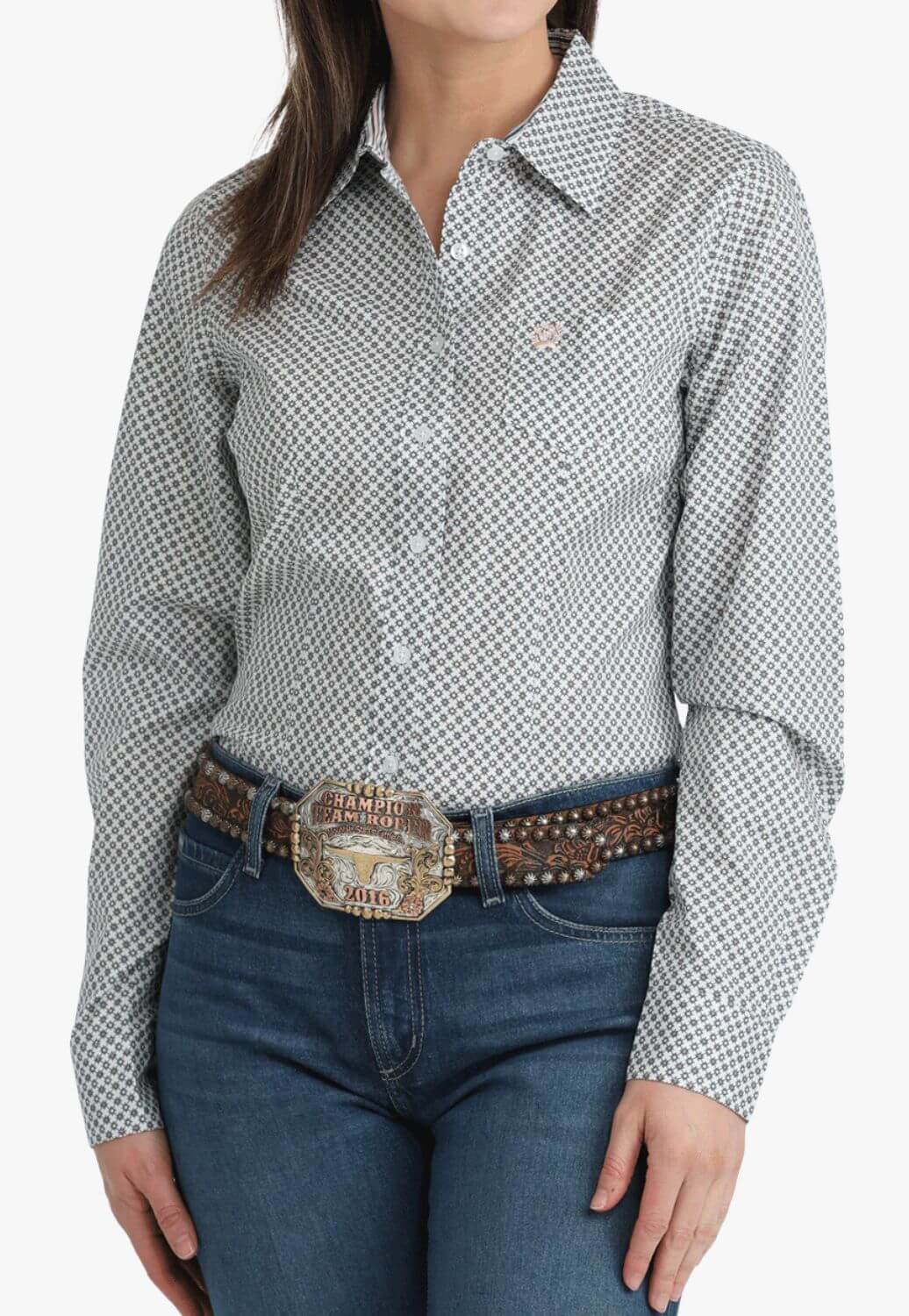 Cinch Womens Geometric Long Sleeve Shirt