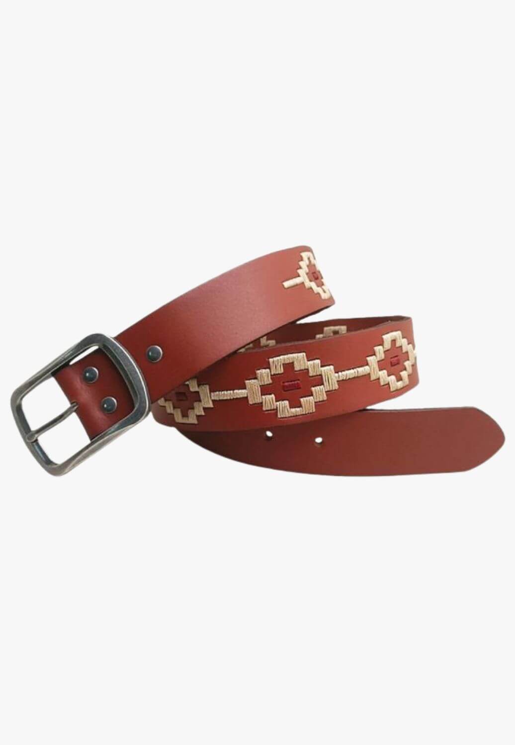 Pilbara Western Oval Buckle Navajo Leather Belt