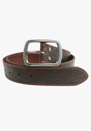 Pilbara Western Oval Buckle Tooled Leather Belt
