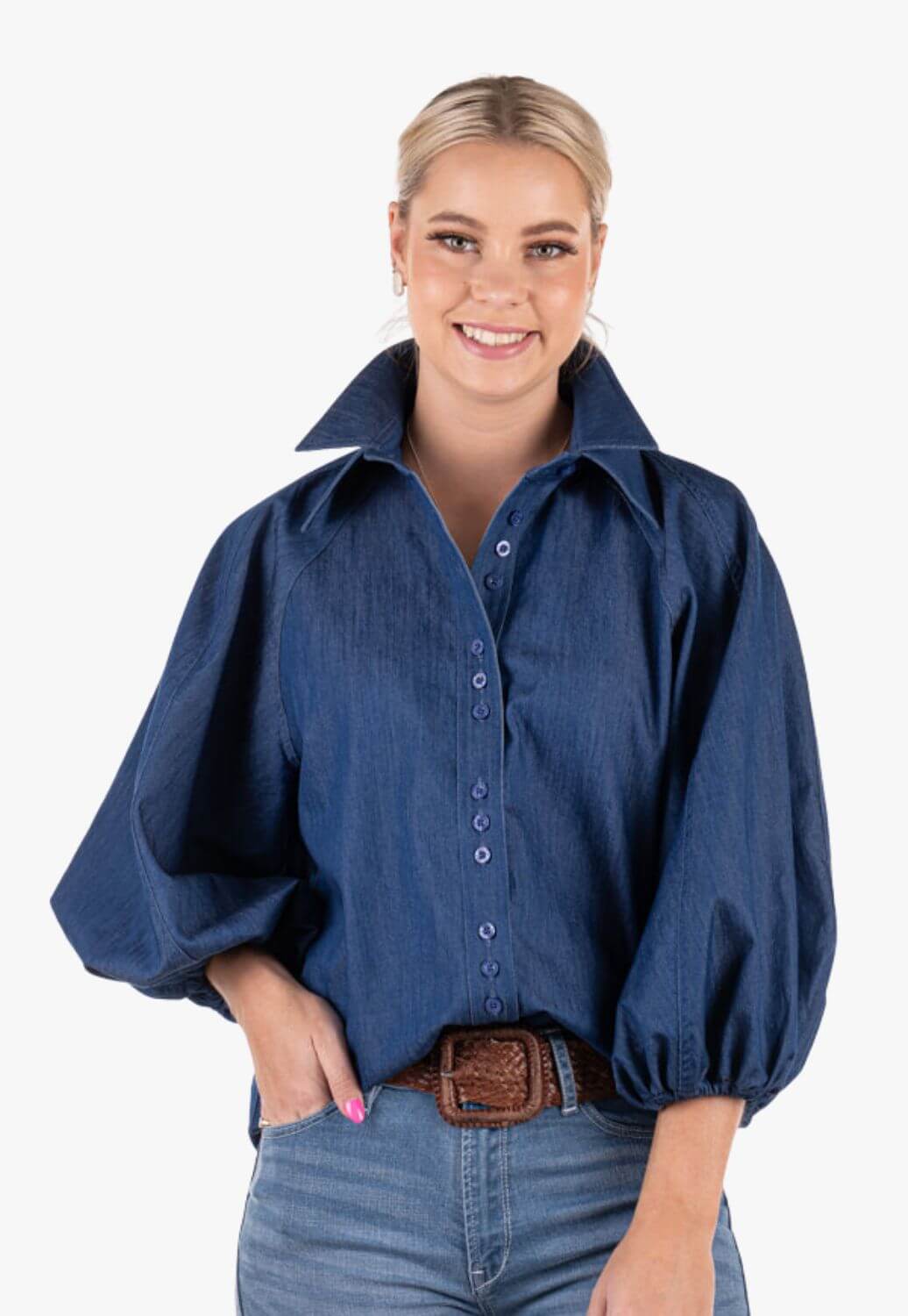 Hitchley &amp; Harrow Womens Double Collar Blouse