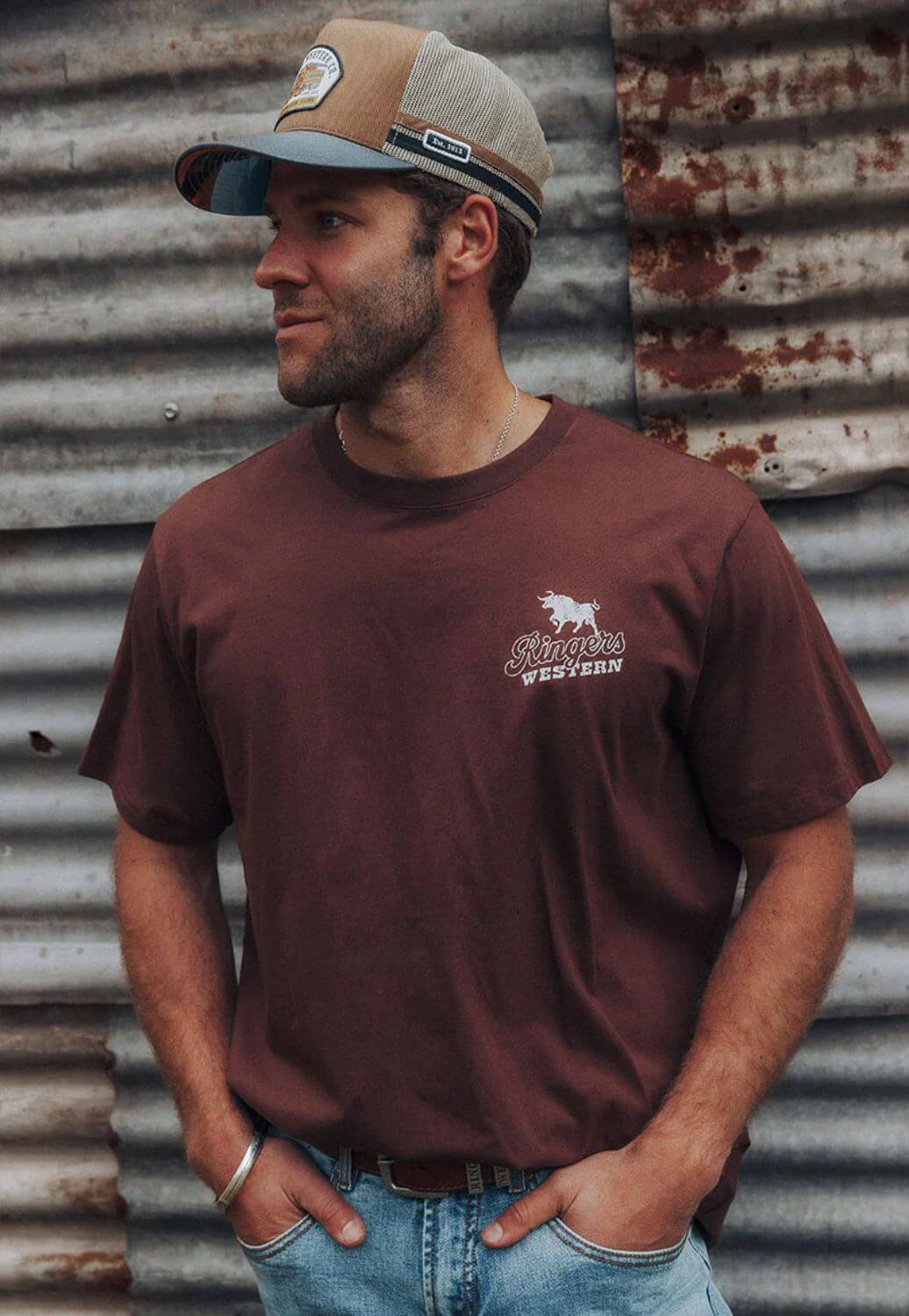 Ringer Western Mens Wedge Tail T-Shirt