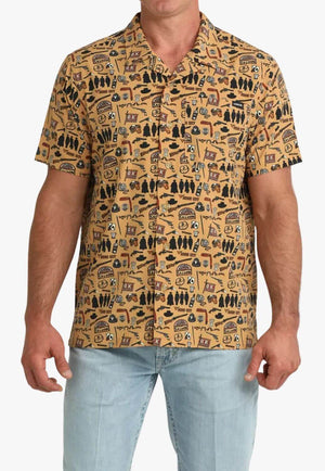 Cinch Mens Print Short Sleeve Shirt
