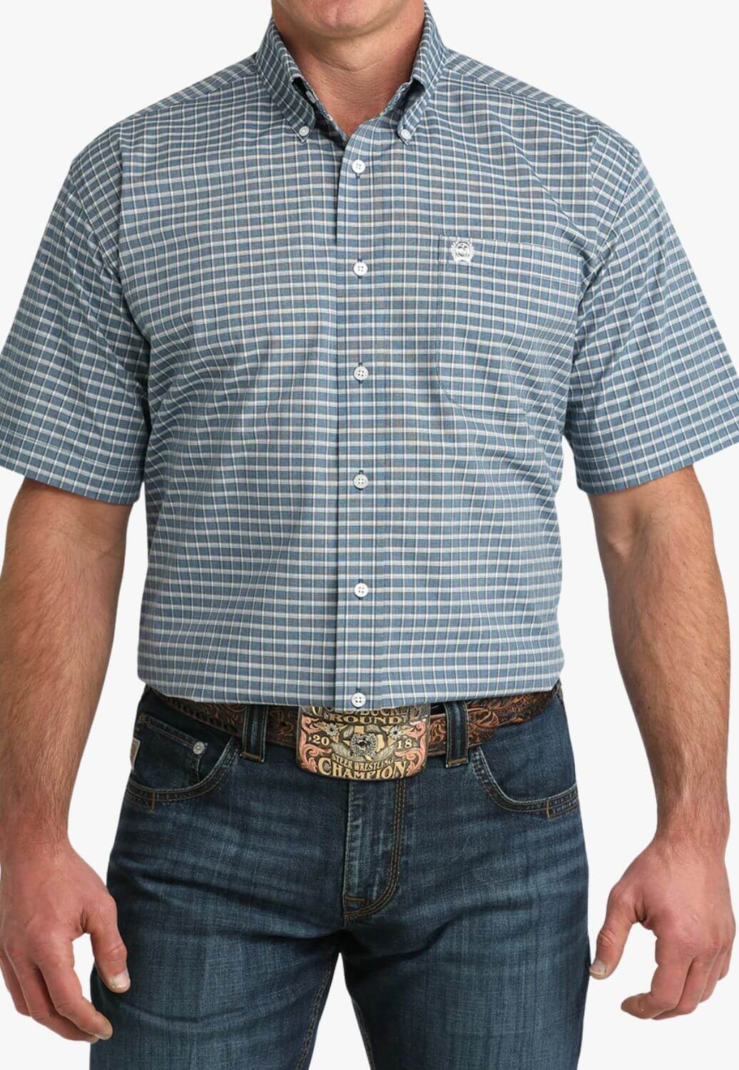 Cinch Mens Plaid Short Sleeve Shirt