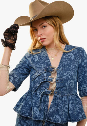 Womens Western Horse Print Top