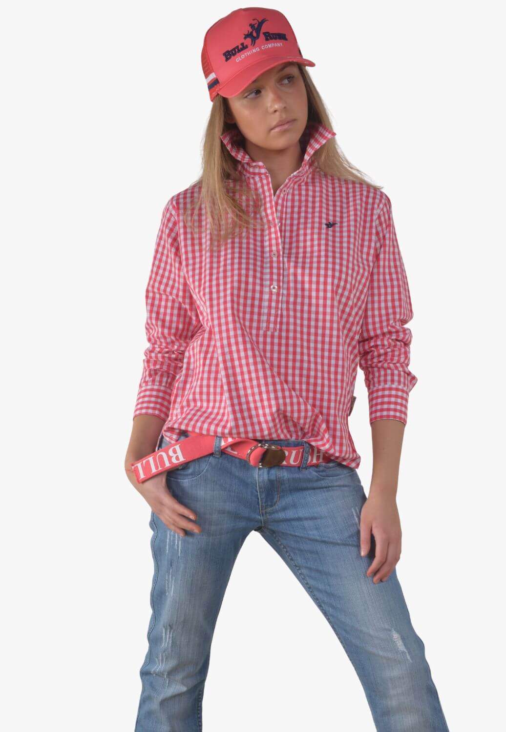 Bullrush Womens Seascape Blair Gingham Long Sleeve Shirt