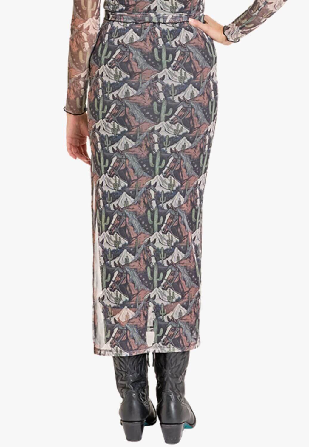 Rock & Roll Womens Mesh Print Midi Skirt