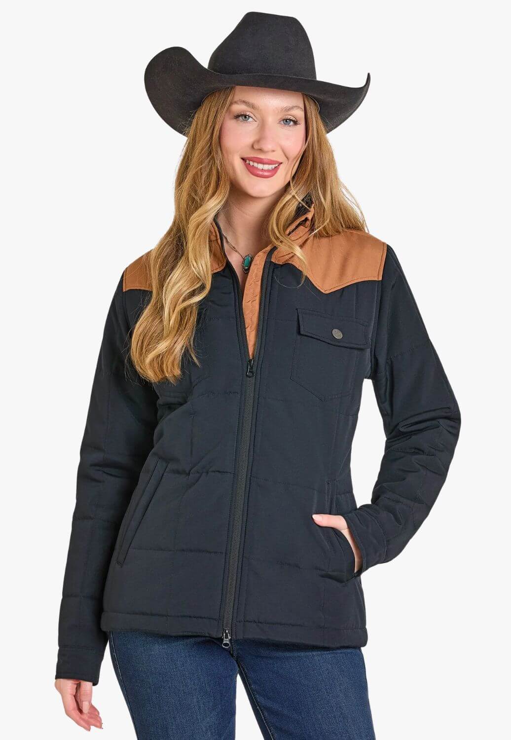 Rock &amp; Roll Womens Two Tone Puffer Jacket