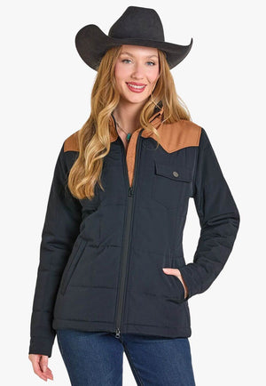Rock & Roll Womens Two Tone Puffer Jacket