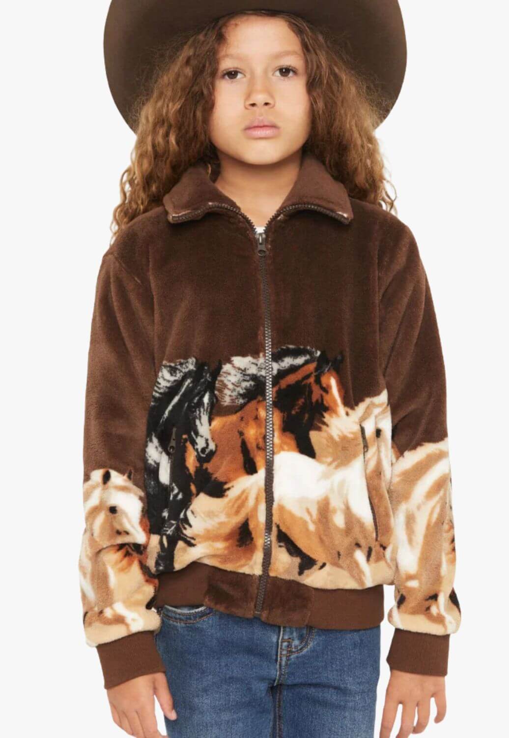 Rock &amp; Roll Girls Horse Print Bomber Jacket