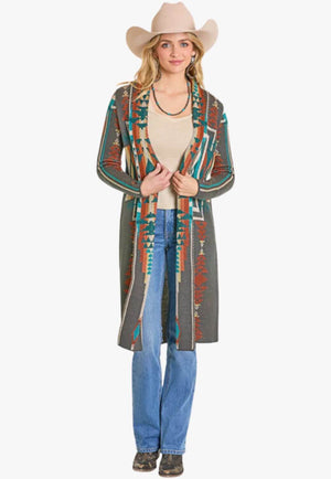 Panhandle Womens Aztec Duster Cardigan