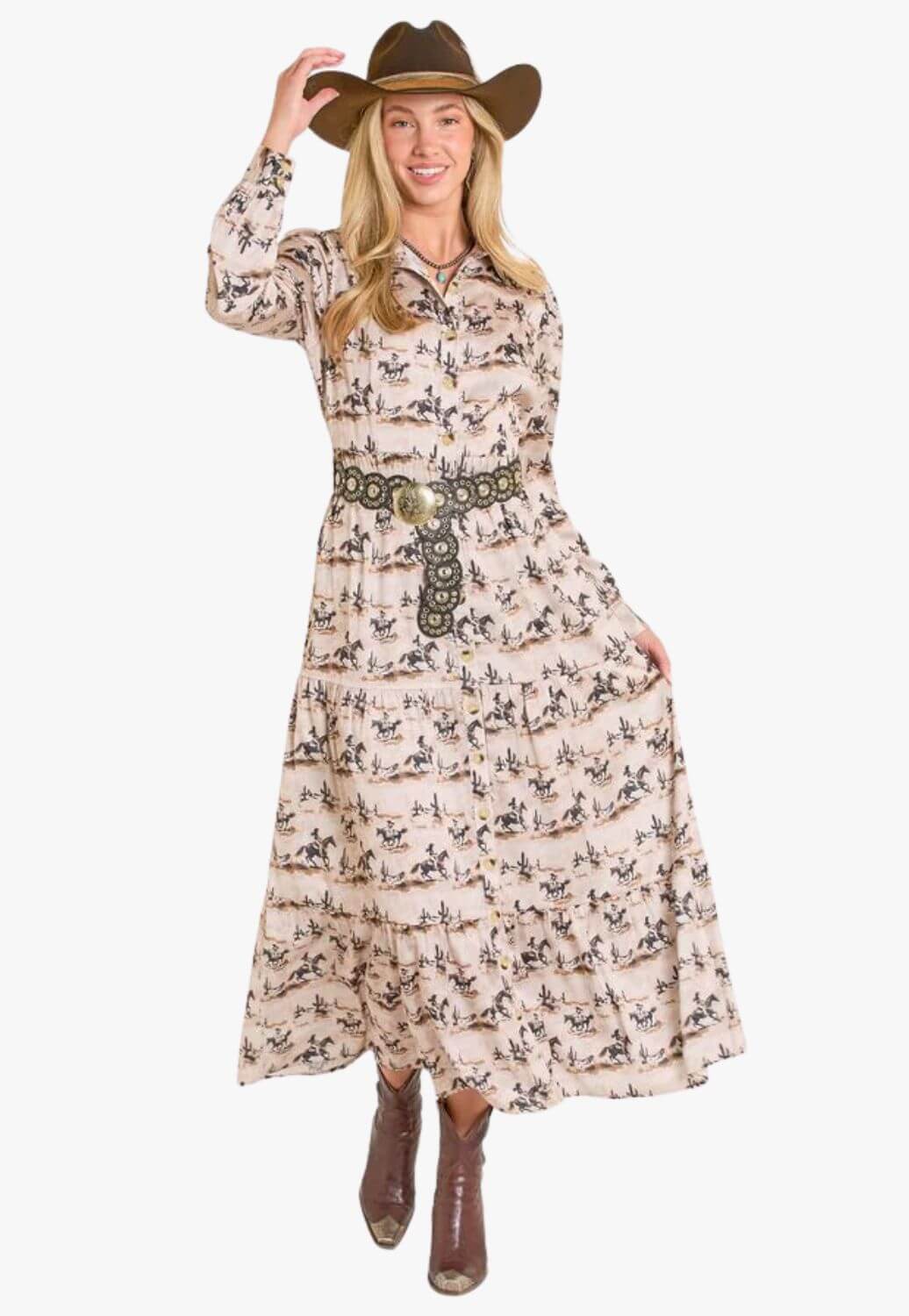 Panhandle Slim Womens Western Horse Maxi Dress- W. Titley & Co