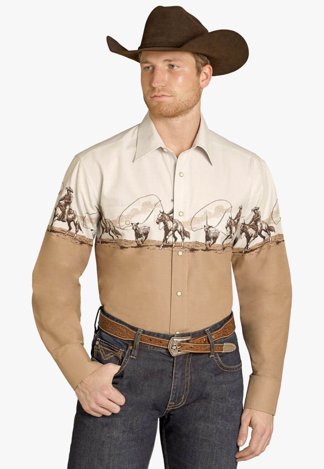Panhandle Slim Mens Cowboy Boarder Long Sleeve Shirt