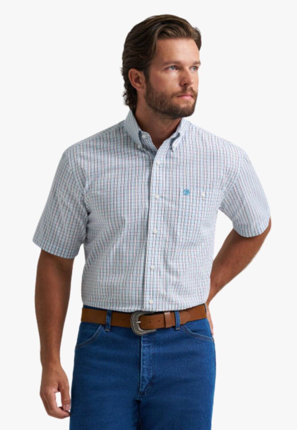 Wrangler Mens Plaid Short Sleeve Shirt