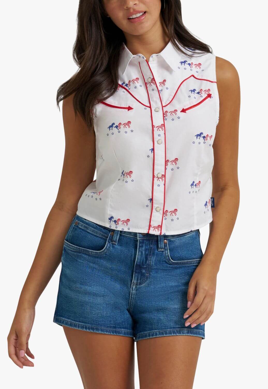 Wrangler Womens Americana Sleeveless Snap Shirt