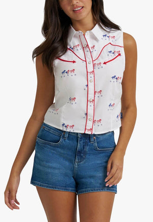 Wrangler Womens Americana Sleeveless Snap Shirt