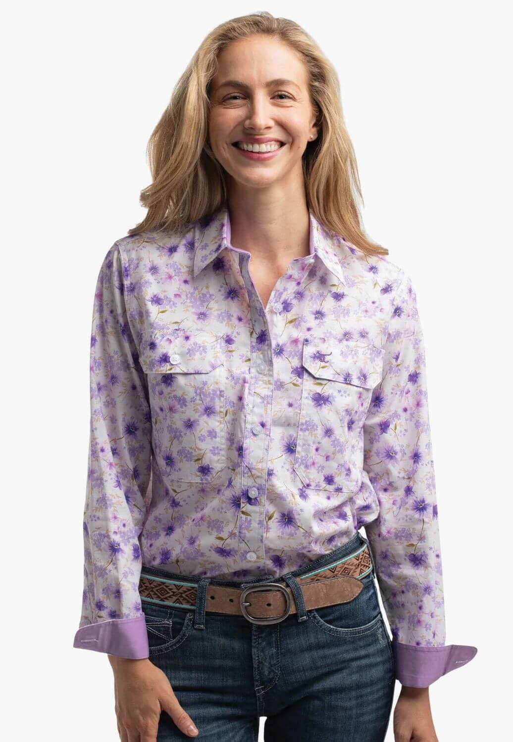 Just Country Womens Full Button Print Work Shirt
