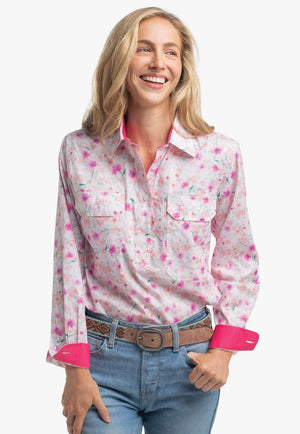 Just Country Womens Georgie Half Button Work Shirt