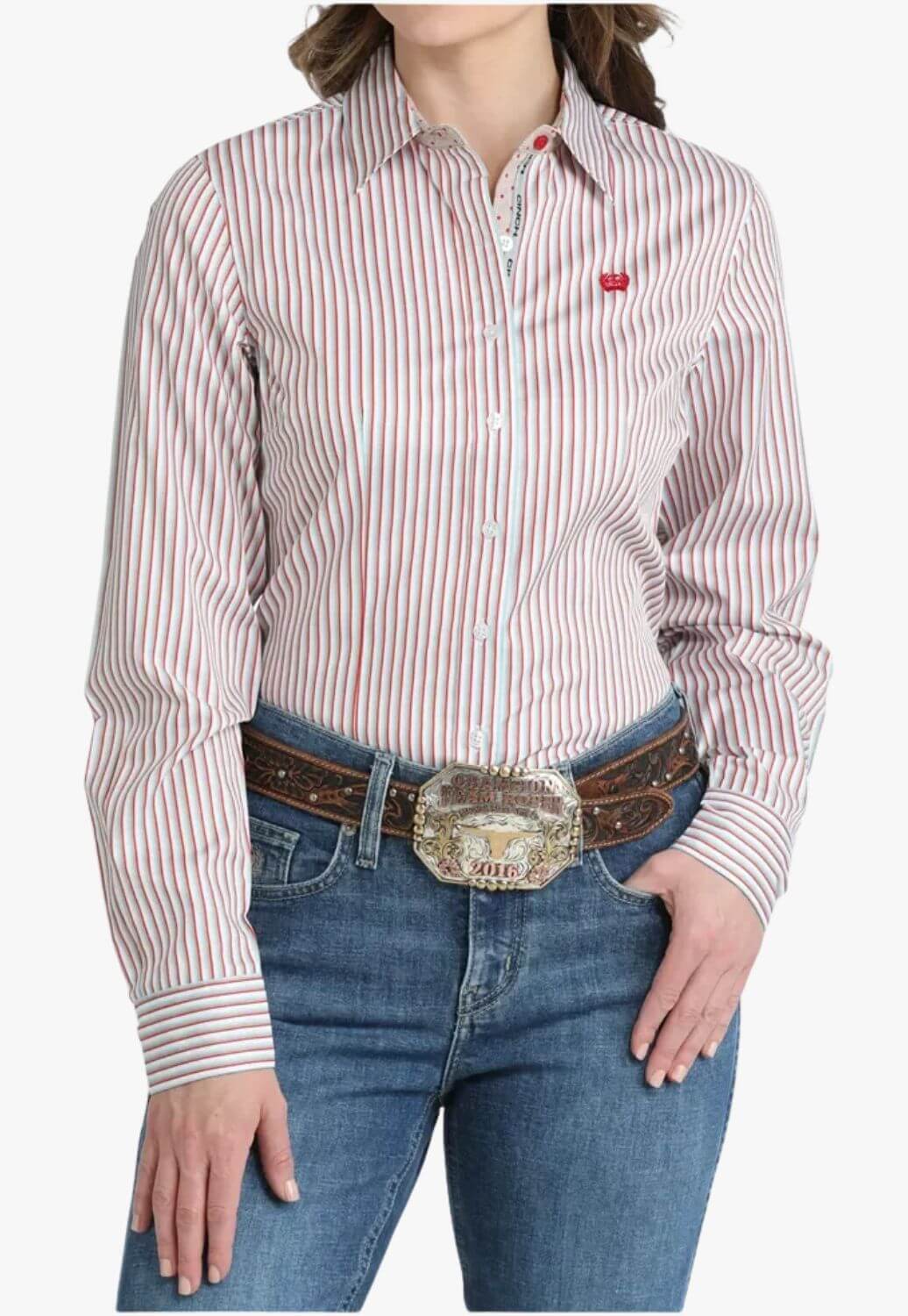 Cinch Womens Striped Long Sleeve Shirt