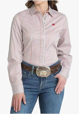 Cinch Womens Striped Long Sleeve Shirt