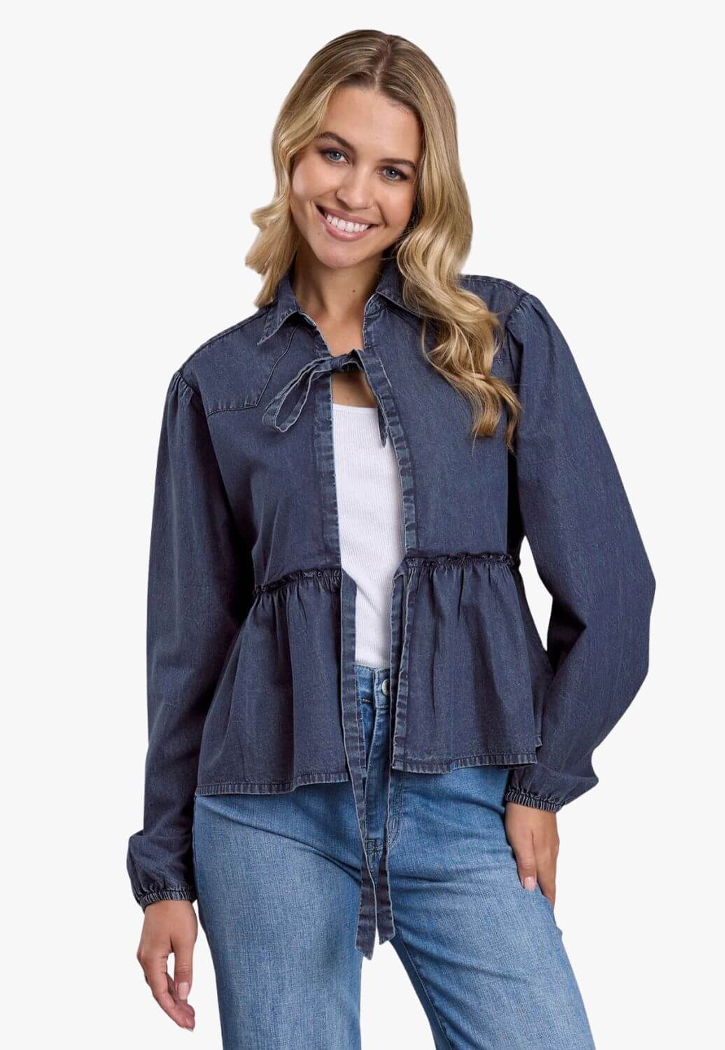 Roper Womens Long Sleeve Tie Shirt