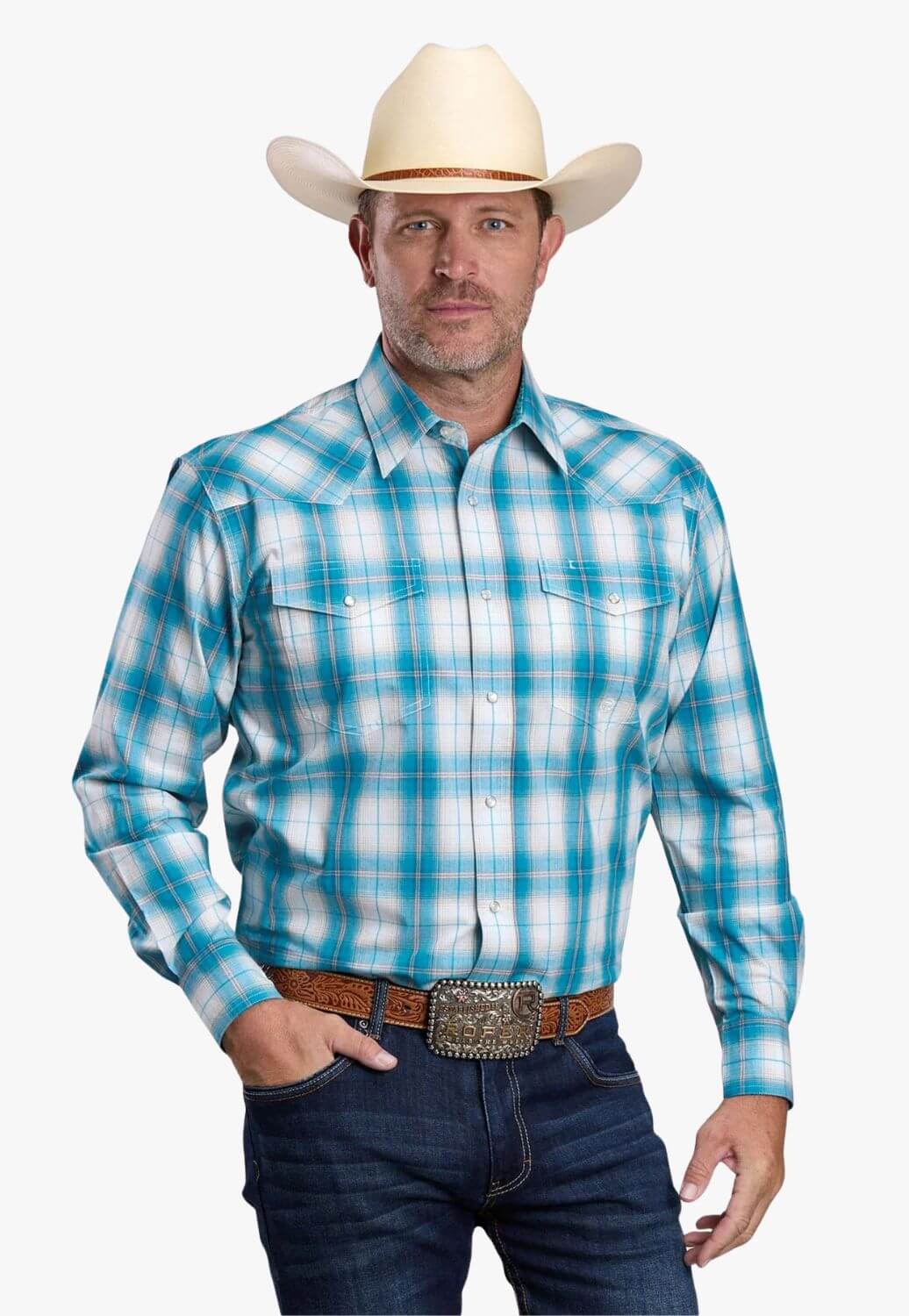Roper Mens Amarillo Plaid Long Sleeve Shirt