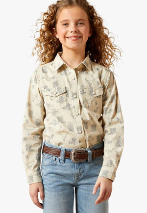 Ariat Girls Desert Print Long Sleeve Snap Shirt