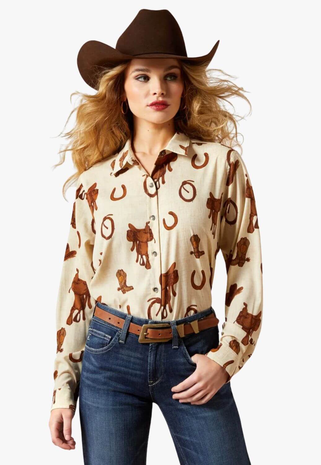 Ariat Womens Long Sleeve Rodeo Print Shirt