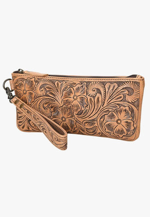 American Darling Hand Tooled Wristlet Bag