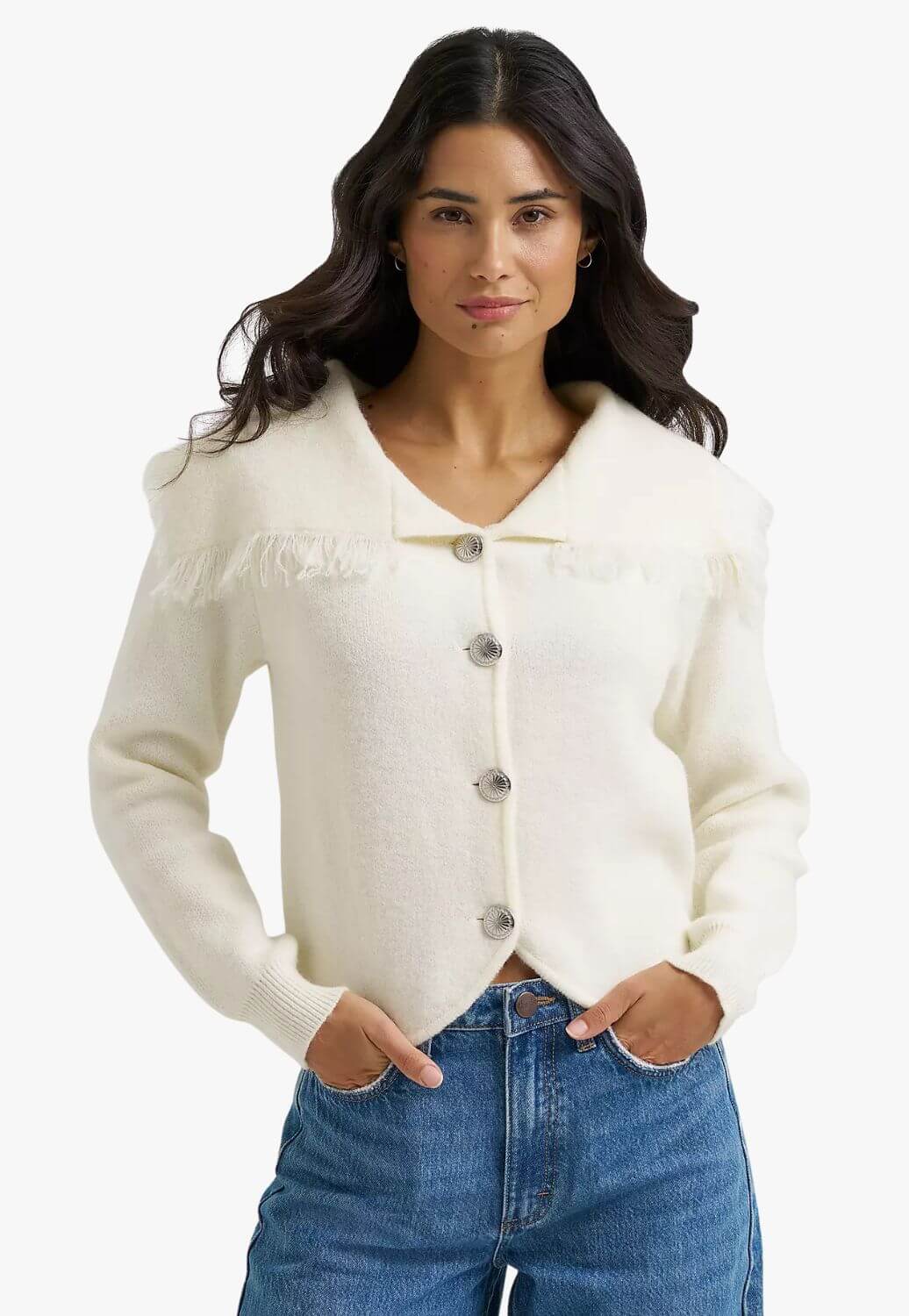 Wrangler Womens Fringe Collar Cardigan
