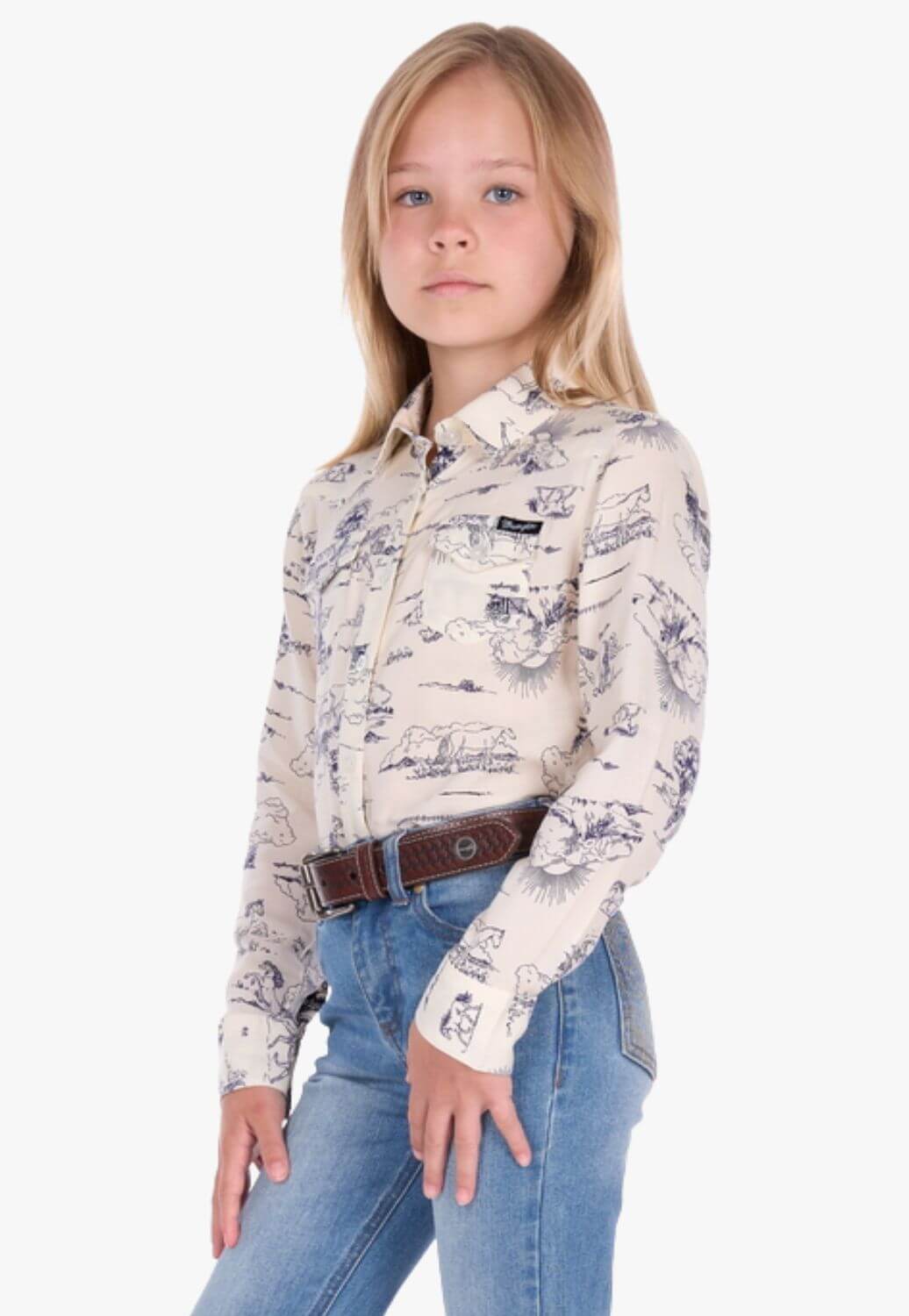 Wrangler Girls Ivory Long Sleeve Shirt