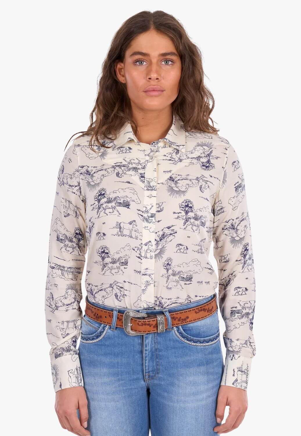 Wrangler Womens Ivory Long Sleeve Shirt