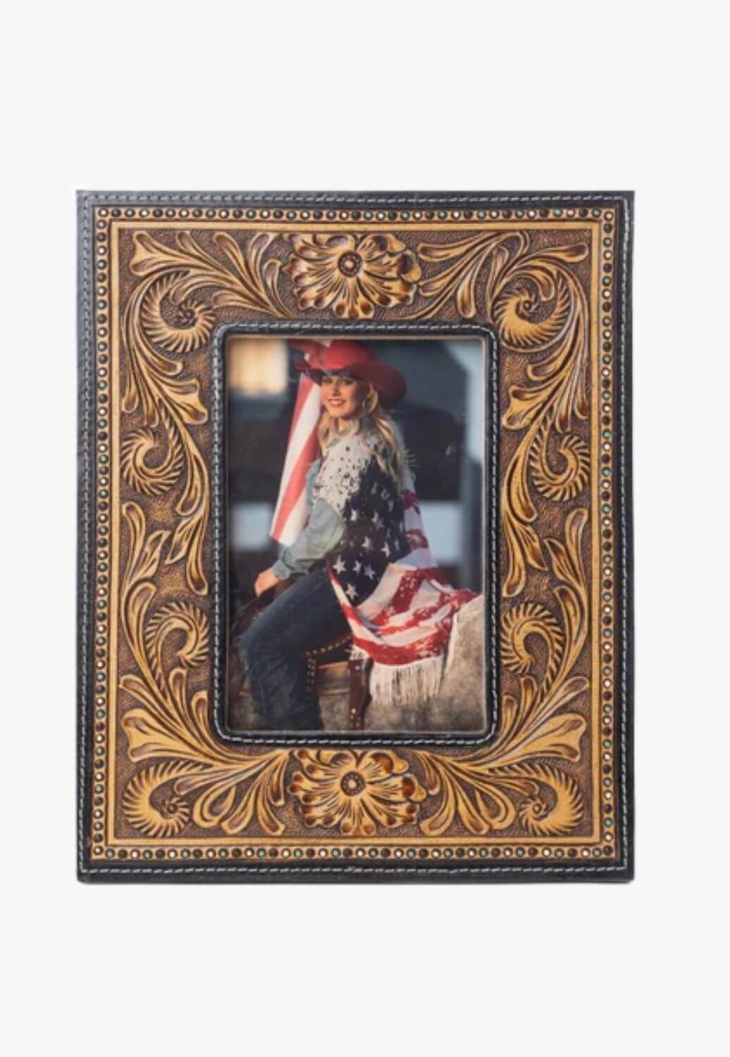 Myra Bordertown Handtooled Leather Photo Frame