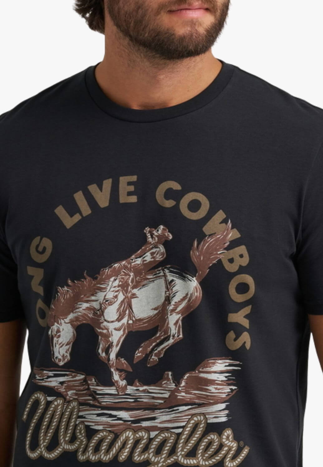 Wrangler Mens Long Live Cowboys Graphic T-Shirt