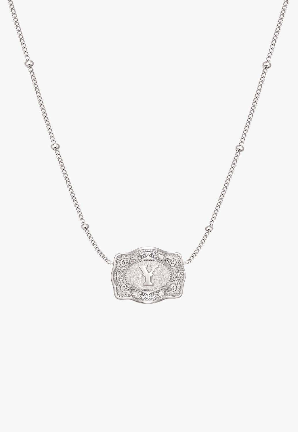 SpurWest Ultra Mini Belt Buckle Necklace - Initial Y