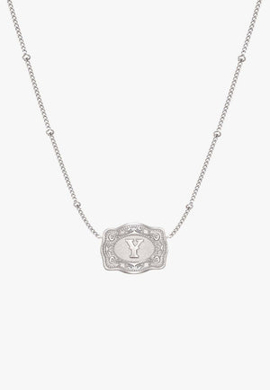 SpurWest Ultra Mini Belt Buckle Necklace - Initial Y