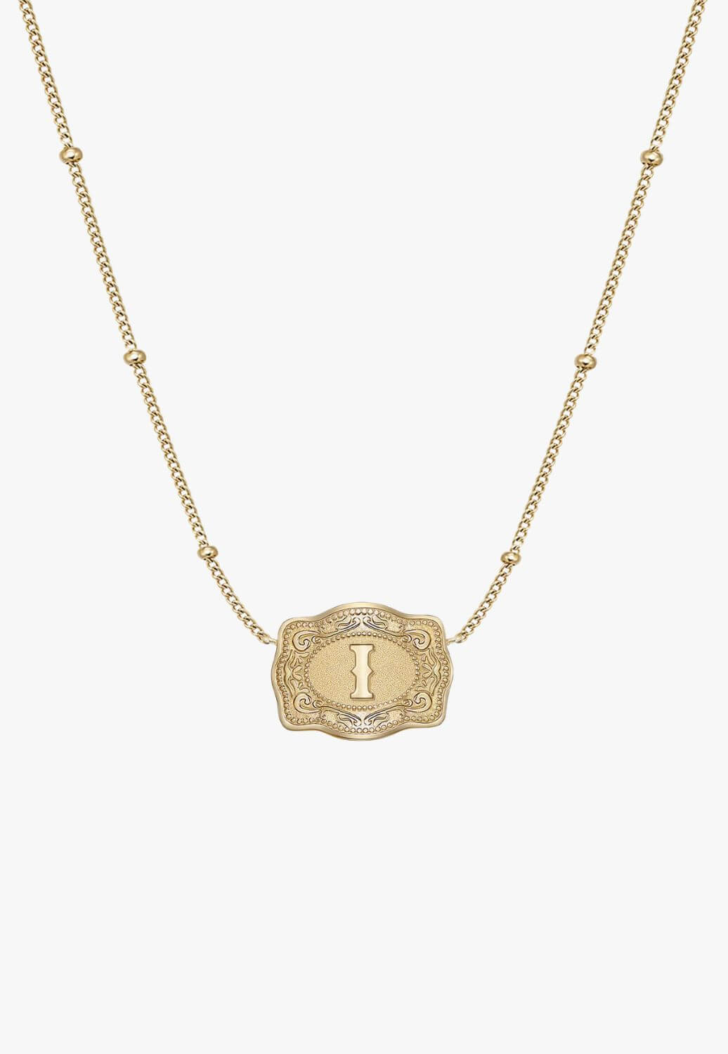 SpurWest Ultra Mini Belt Buckle Necklace - Initial I