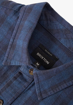 Brixton Mens Linen Plaid Short Sleeve Shirt