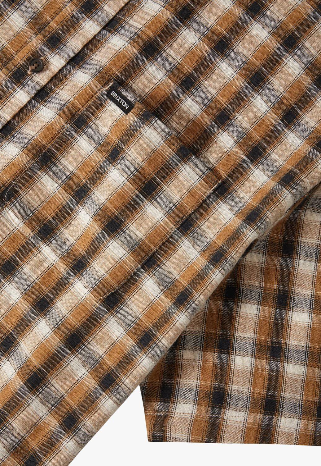 Brixton Mens Cru Linen Plaid Shirt