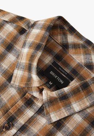 Brixton Mens Cru Linen Plaid Shirt