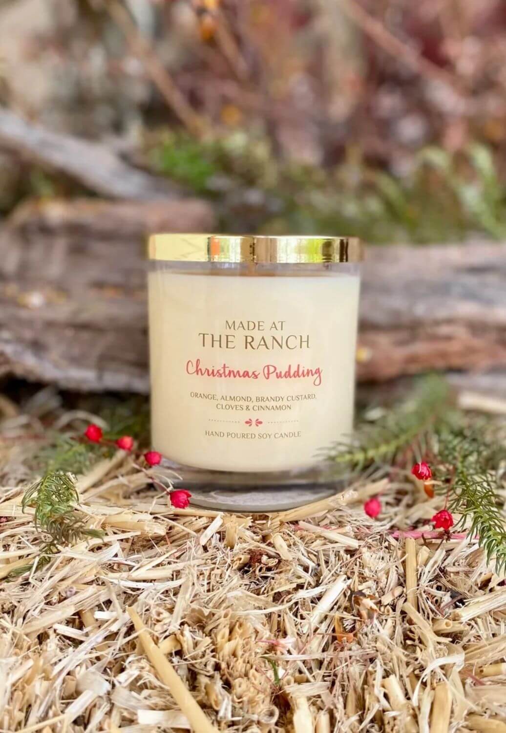 Made At The Ranch Christmas Pudding Candle
