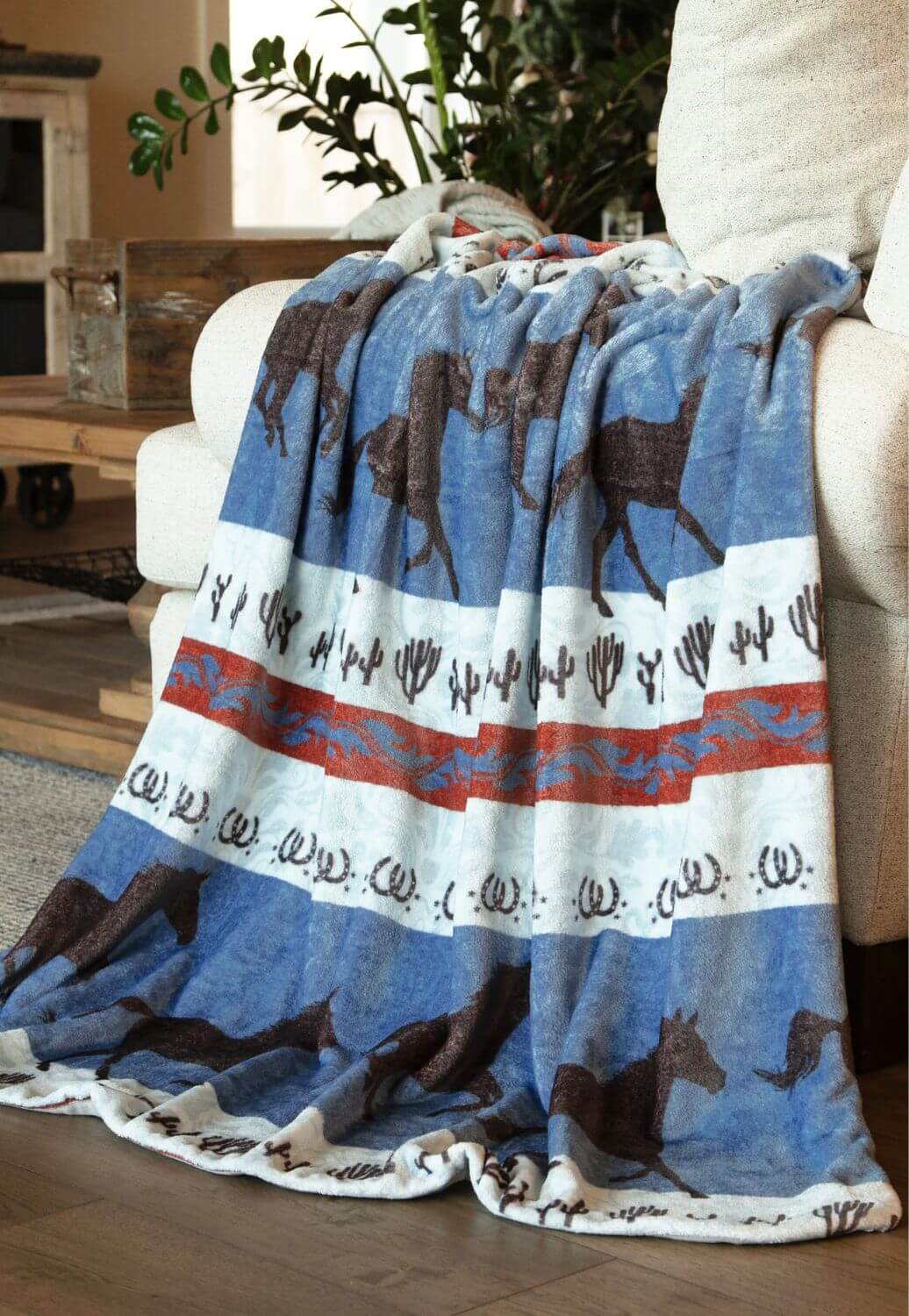 Carstens Dancing Desert Horse Heavy Plush Throw